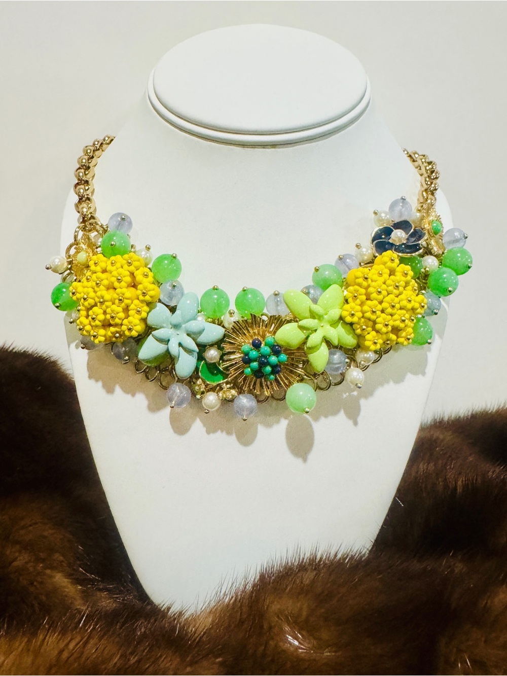 Talbots Flower Clusters Statement Necklace
